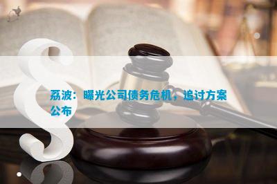 荔波：曝光公司债务危机追讨方案公|凯发娱乐海上霸主布